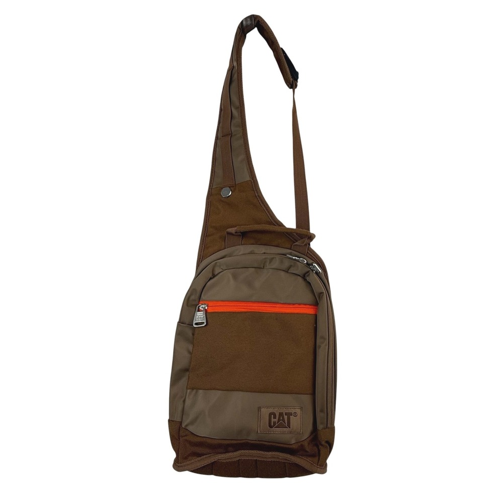 CAT Caterpillar Sling Bag Brown Crossbody Canvas One Strap Backpack